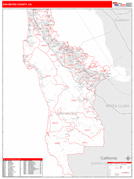 San Mateo County, CA Digital Map Red Line Style